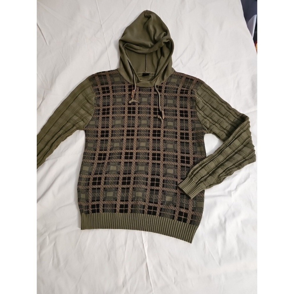 Men's Serremo Alpha Hoodie Army Green Plaid Front Men's XL